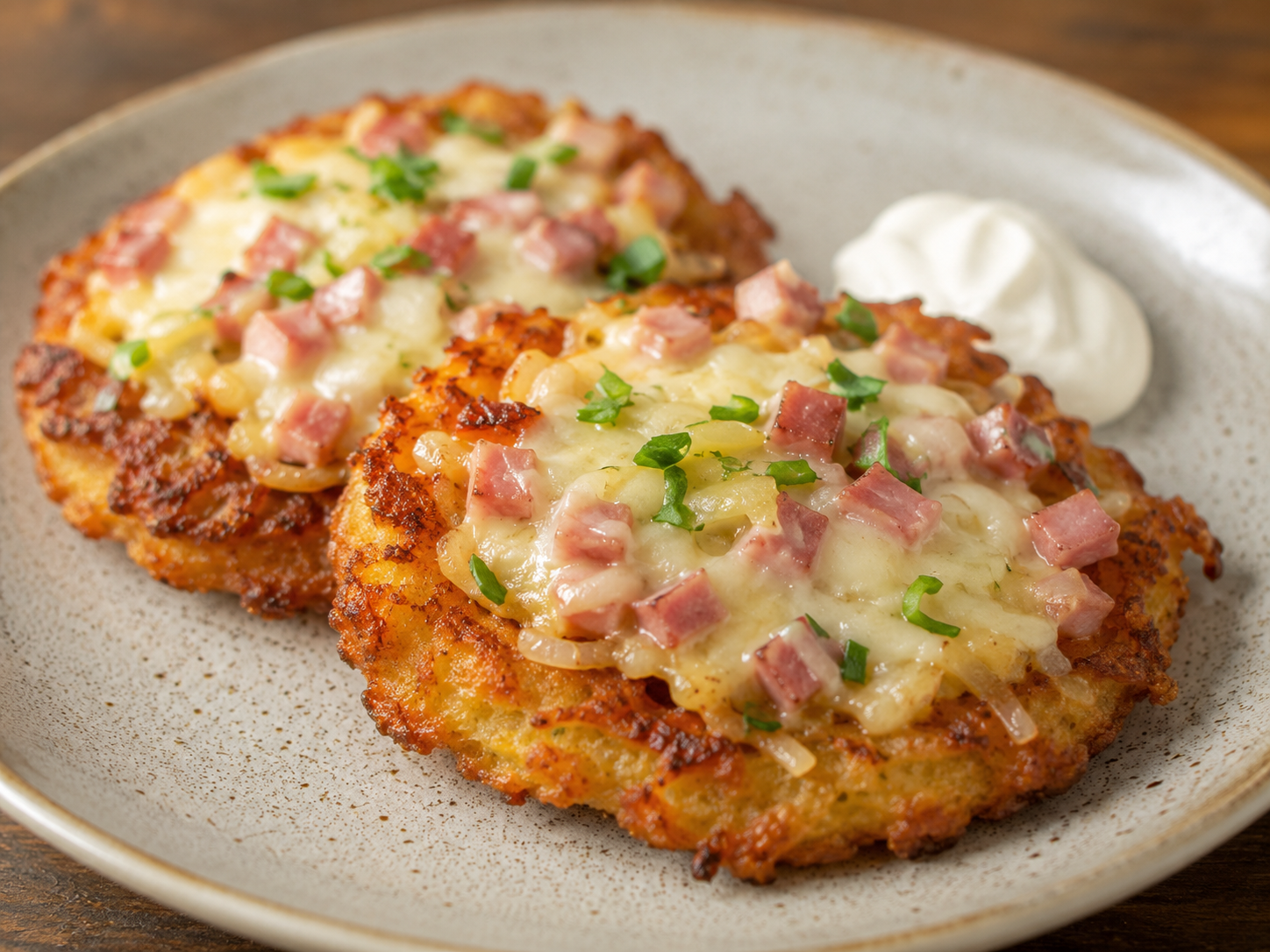 Ham and cheese German potato pancakes